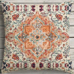 Boho Decorative Throw Pillow Cover Case Accent Cottage Farmhouse Decor Orange